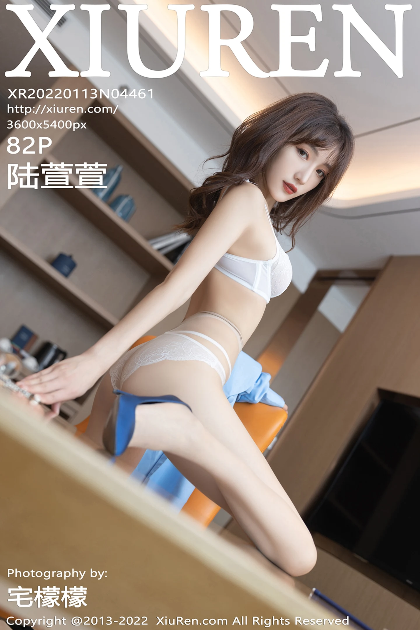 [XiuRen秀人网]VOL.4461 模特陆萱萱角色扮演主题精致白色蕾丝内衣配肉丝裤袜诱惑写真82P-秀人网官方网站